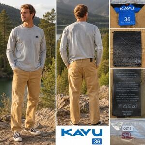 Kavu‎ Mens Klear Above Canvas Work Pants Khaki Tan Outdoor Hiking Size 36 x 32